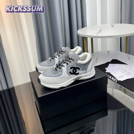 CHANEL LOW TOP TRAINER GRAY WHITE - CC2