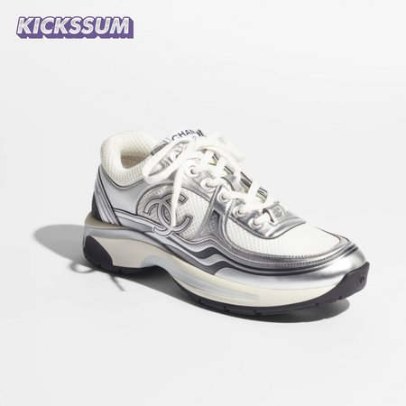 CHANEL SNEAKERS White & Silver - CC7