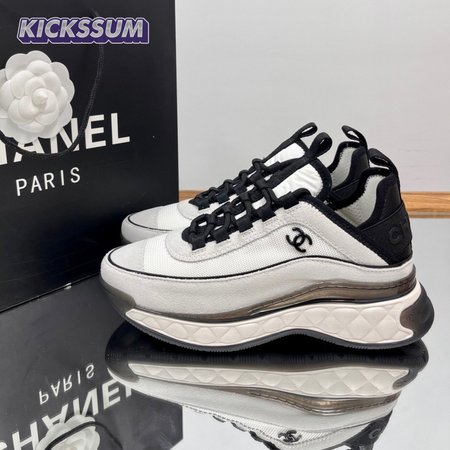 CHANEL SUEDE TRAINER WHITE BLACK - CC3