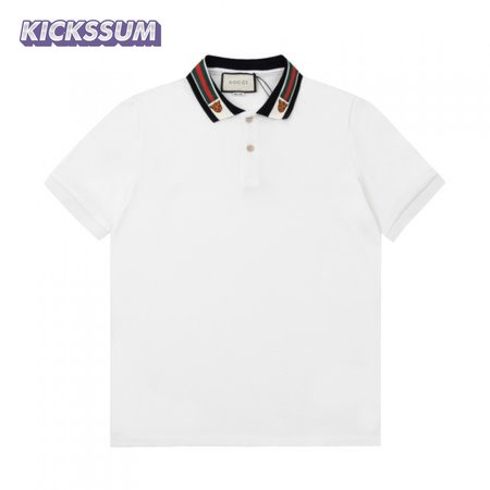 GUCCI COTTON POLO WITH WEB AND FELINE HEAD