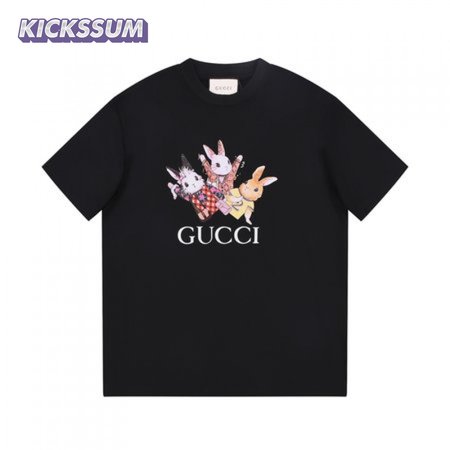 Gucci Rabbits Print Print Cotton T-Shirt Black