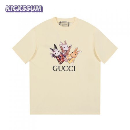 Gucci Rabbits Print Print Cotton T-Shirt White