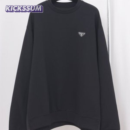 Prada Re-Nylon Logo Plaque Sweater Black