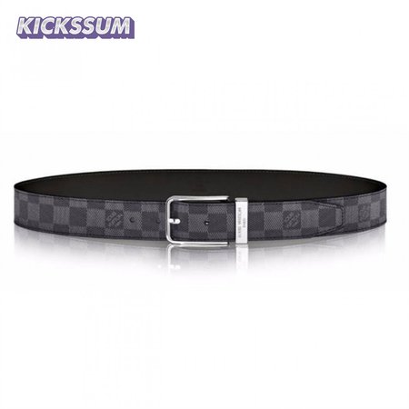 pont neuf belt damier graphite 35mm black grey- lbp004