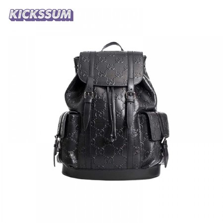 Gg Embossed Backpack In Black Leather GBP014