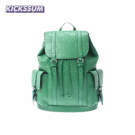 Gg Embossed Backpack In Green Leather GBP015