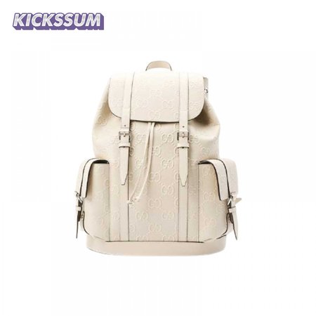 Gg Embossed Backpack In White Leather GBP013