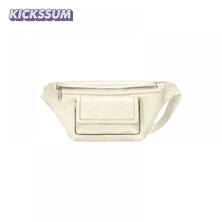 Gg Embossed Belt Bag In White Gg Embossed Leather GBB018