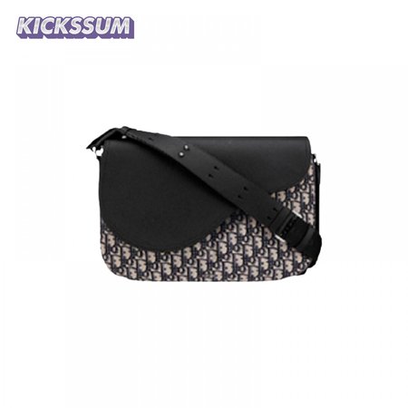 Saddle Messenger Bag Beige and Black Dior Oblique Jacquard and Black Grained Calfskin - DMB010