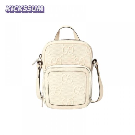 Gg Embossed Mini Bag In White Leather GMB016