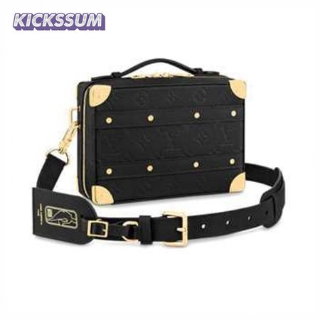 nba handle trunk monogram coated canvas textile lining in black - lmb007