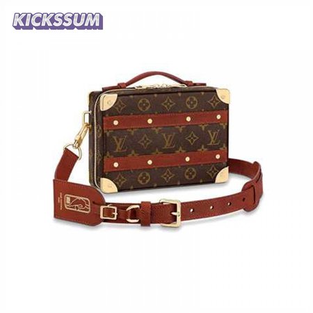 nba handle trunk monogram coated canvas textile lining in brown - lmb009