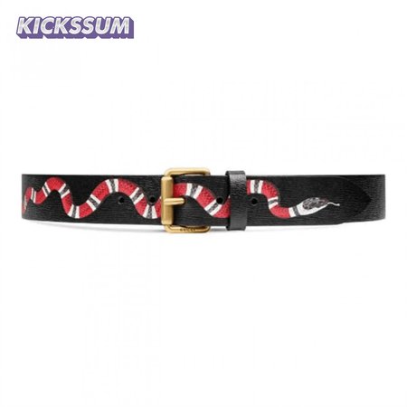 GUCCI LEATHER BELT WITH KINGSNAKE - B41