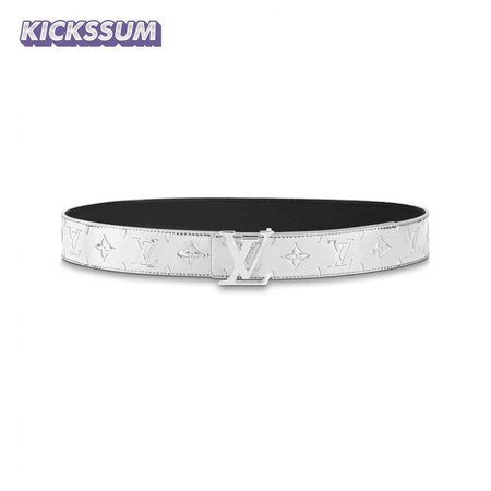 initials mirror mirror 40mm reversible belt sier color metallic monogram canvas recto side - b77