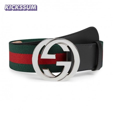 GUCCI MEN'S WEB STRIPED CANVAS BELT - B9