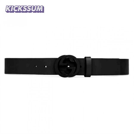 GUCCI LEATHER BELT WITH INTERLOCKING G BUCKLE - B31