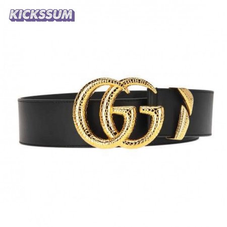 GUCCI LEATHER BELT WITH DOUBLE G BUCKLE - B11