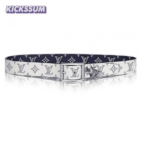 white/blue monogram sa.vane canvas chap.man brothers re.verso belt - b101