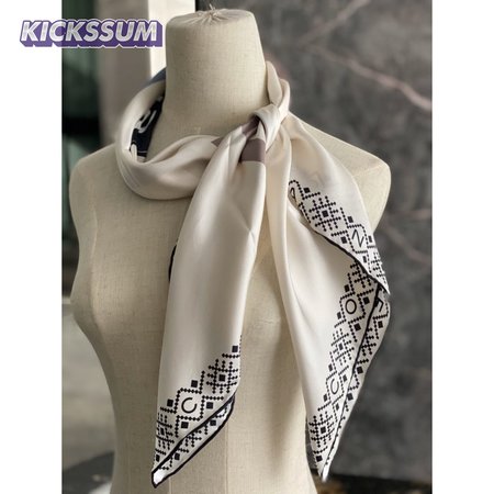 chanel silk scarf white