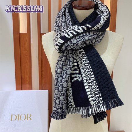 dior oblique printed double-sided scarf