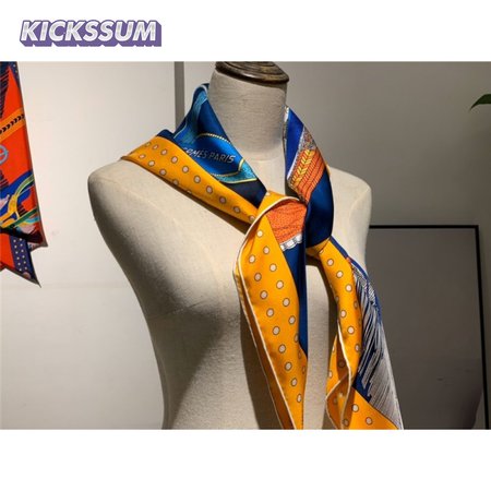Hermes "Noble Saddle" Blue Silk scarf
