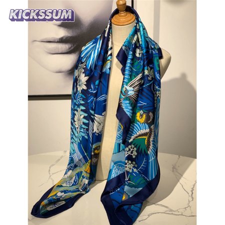 hermes ladies summer silk scarf Dark blue