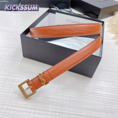 ysl crocodile grain top layer leather belt