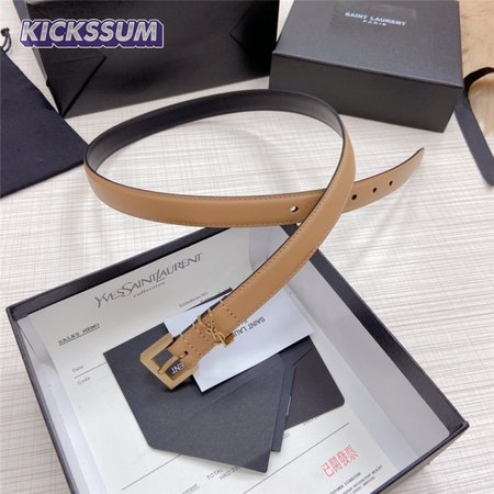 ysl logo leather belt
