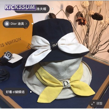Best Christian Dior Colorblock bow Fisherman hat