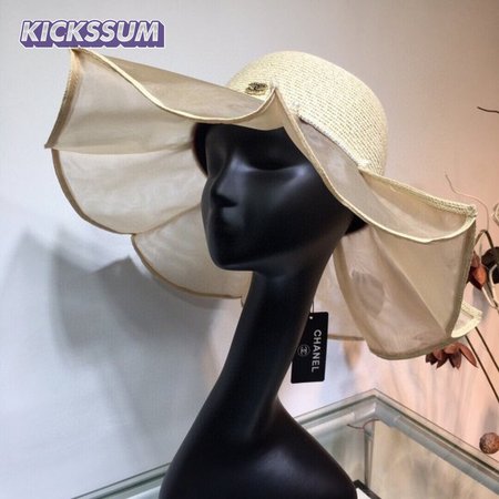 Wholesale CC Top 2020 Pleated lotus leaf stitching straw hat