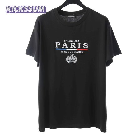 BALENCIAGA CROWN EMBROIDERED BLACK T SHIRT