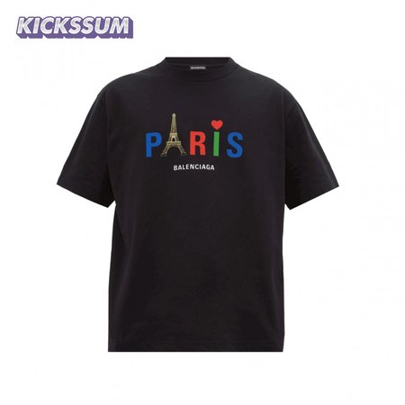 BALENCIAGA MEN'S BLACK MODE LOGO TEE - BB42