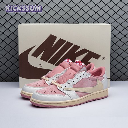 Travis Scott x Air Jordan 1 Low OG Pink Beige Red DM7866-600 Unisex