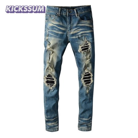 Amiri Blasted Rip Jeans Dark Blue