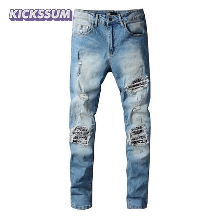 Amiri Design Rip Jeans Light blue / Black