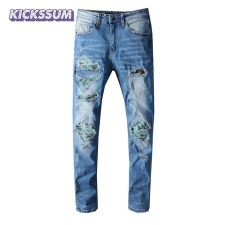 Amiri Design Rip Jeans Light Blue / Green