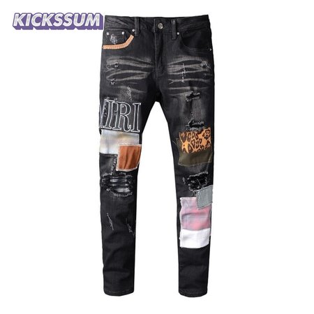 Amiri Logo Patch Jeans Black