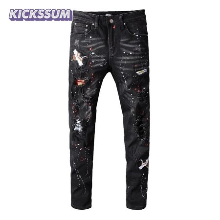 Amiri Pelican Splatter Jeans Black/White