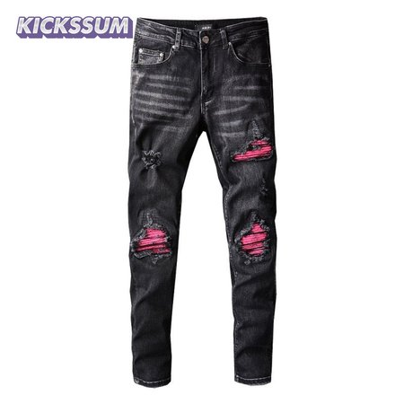 Amiri Rip Jeans Black / Pink
