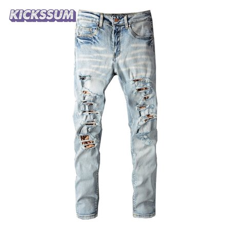 Amiri Ripped Design Jeans Light Blue