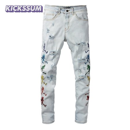Amiri Skeleton Patch Jeans White