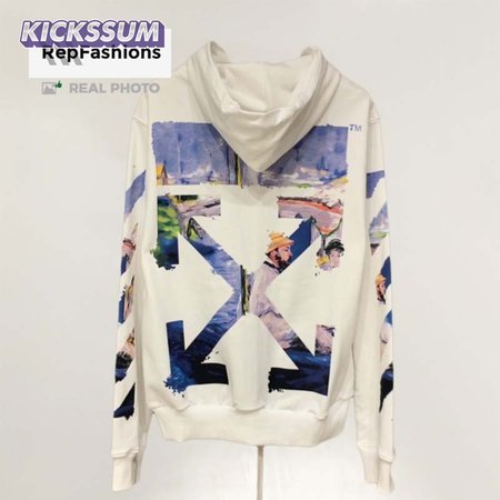Off White Colored Arrows Zip Up Hoodie