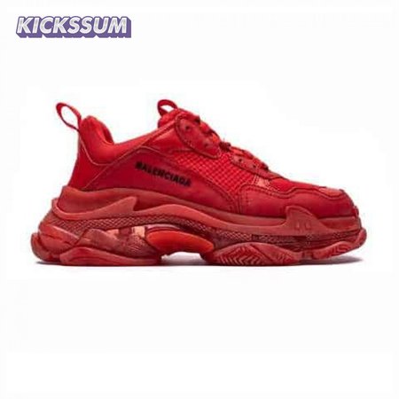 BALENCIAGA TRIPLE S CLEAR SOLE SNEAKER IN RED - BB171