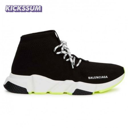 BALENCIAGA SPEED TRAINER LACE UP BLACK WHITE - BB16