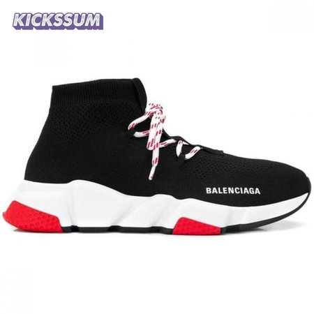 BALENCIAGA SPEED TRAINER LACE UP BLACK RED - BB15