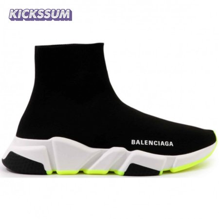 BALENCIAGA SPEED TRAINER BLACK WHITE NEON SS19 - BB12