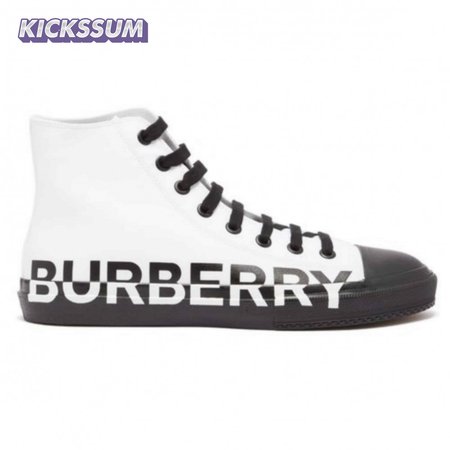 BURBERRY LOGO PRINT GABARDINE HIGH-TOP SNEAKERS - BBR32