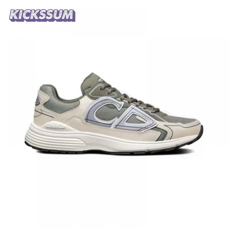 DIOR B30 SNEAKERS OLIVE MESH AND CREAM TECHNICAL FABRIC - CD86