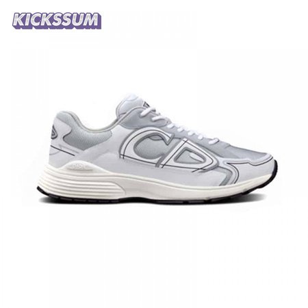 DIOR B30 SNEAKERS GRAY MESH AND WHITE TECHNICAL FABRIC - CD85