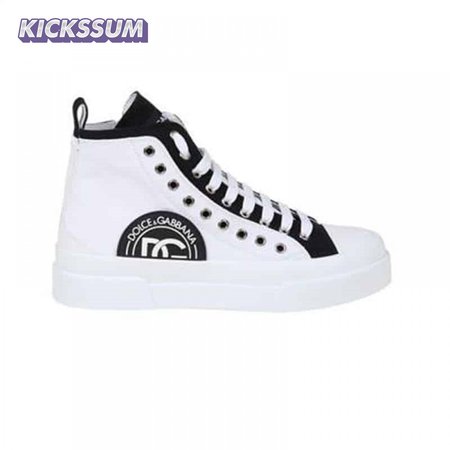 DOLCE AND GABBANA QUILTED TWO-TONE NYLON PORTOFINO LIGHT MID-TOP SNEAKERS IN WHITE - DG107